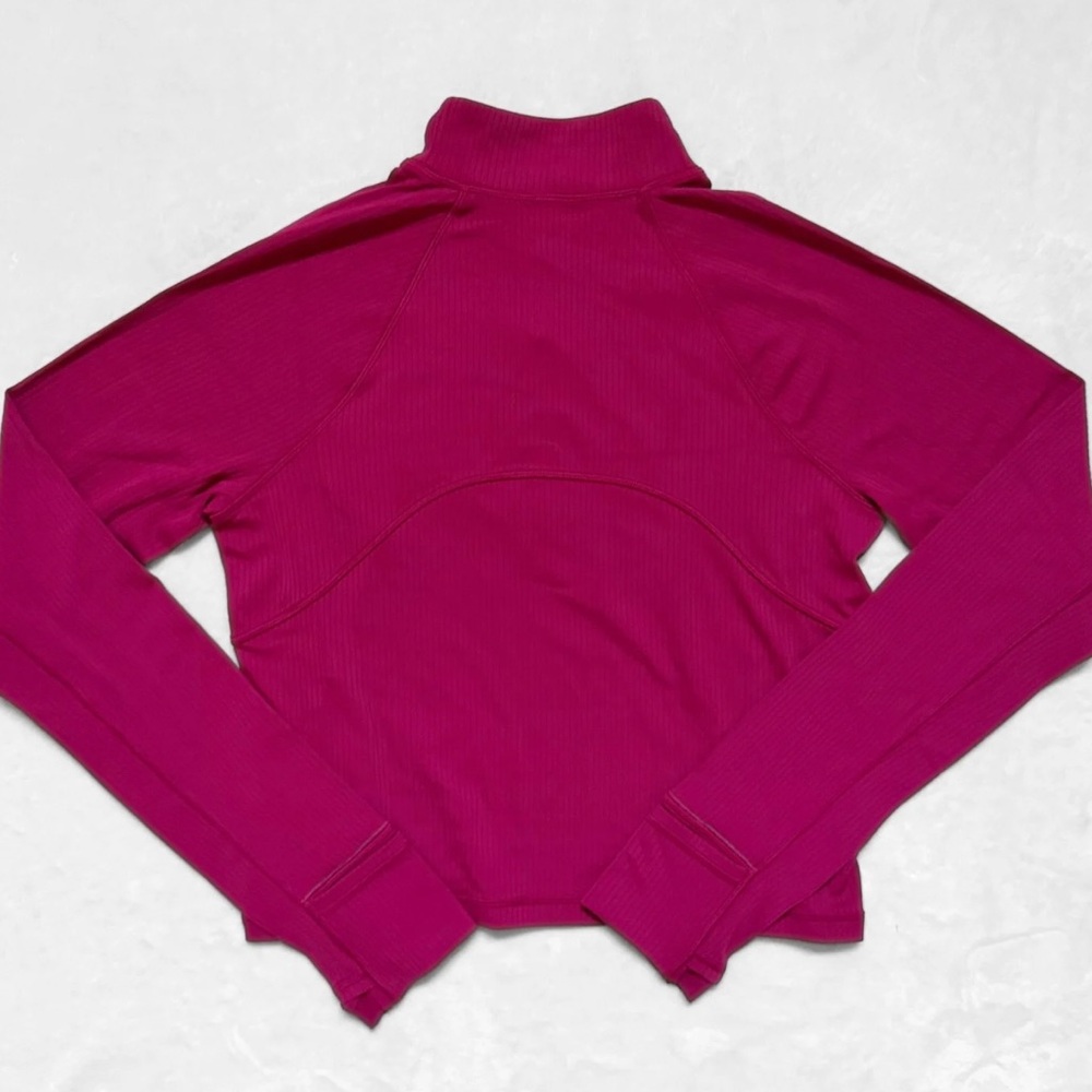 NWT Lululemon It’s Rulu™ Ribbed Cropped Half Zip – Magenta Smoke – Size L - Picture 3 of 11